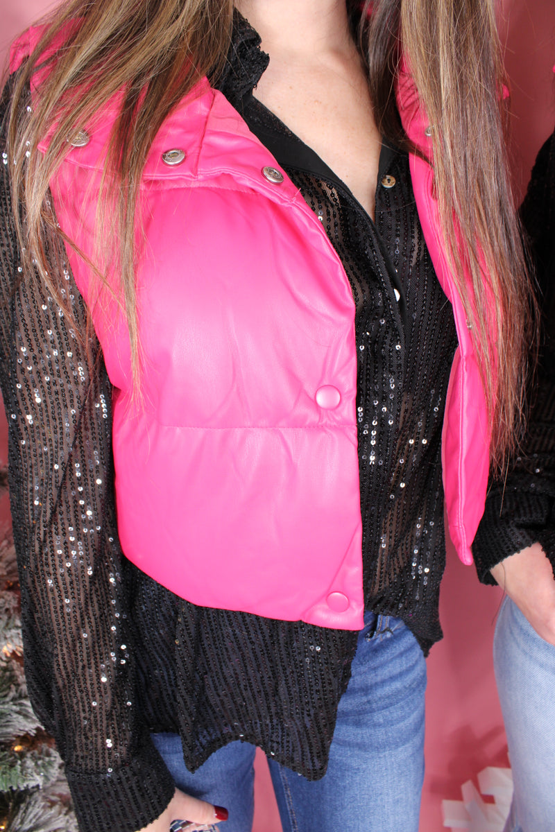 The Pink Friday Pleather Vest
