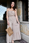 Aryel Strapless Wide Leg Jumpsuit | Taupe