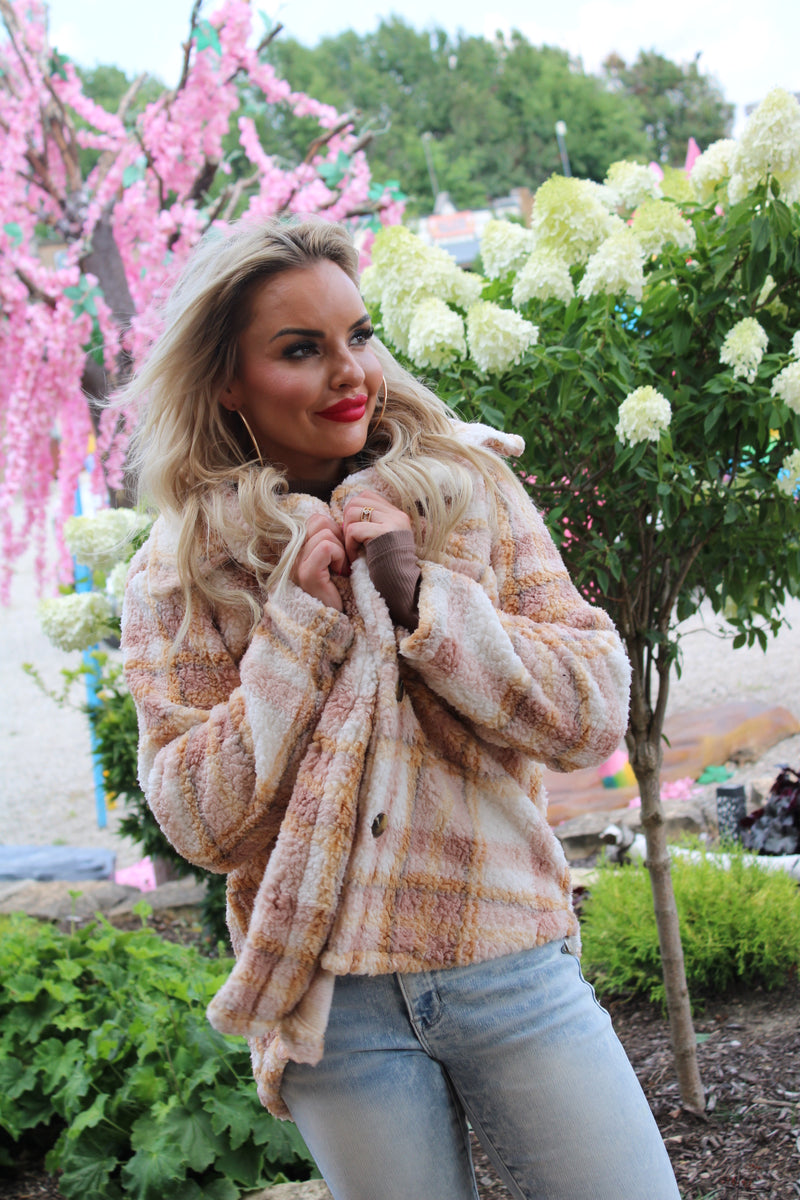Fall Farm Button Down Oversize Printed Faux Fur Jacket