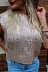 Jessabelle Sleeveless Metallic Cable Knit Sweater | Lt. Gold
