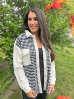 Pretty Girl Fall Houndstooth Shacket | Black and White