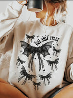 Halloween Bat Shi* Crazy Bow Crewneck