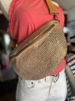Solid Embroidered Crossbody Belt Bag / Fanny Pack: Gold