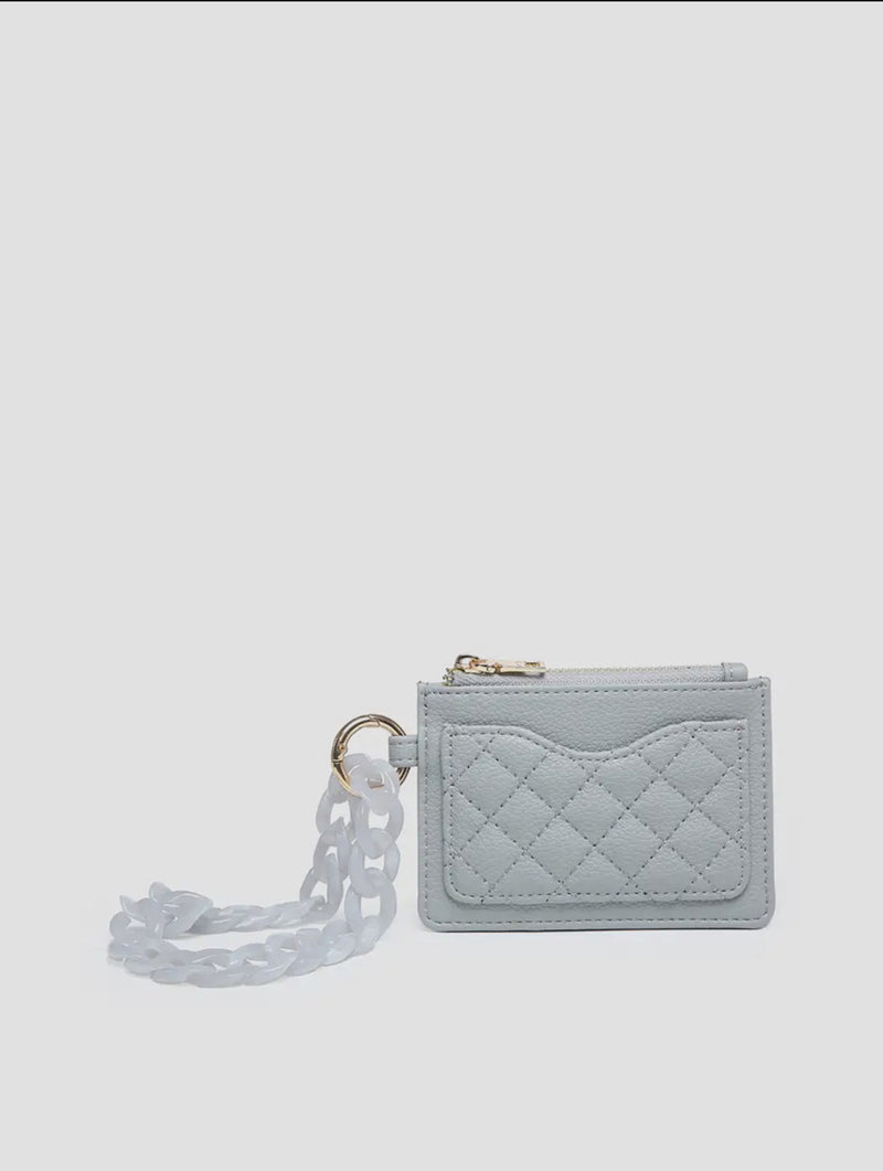 Rhodes Quilted Wallet w/ Chain Bangle: Gray