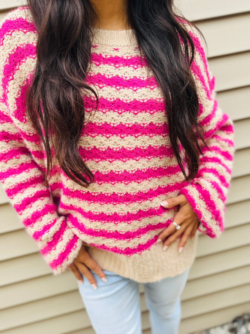 Bright Days Ahead Striped Sweater | Pink