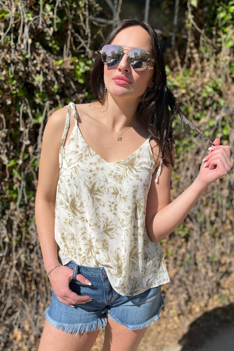 Riviera Strolling Tropical Cami Top | Spanish Moss