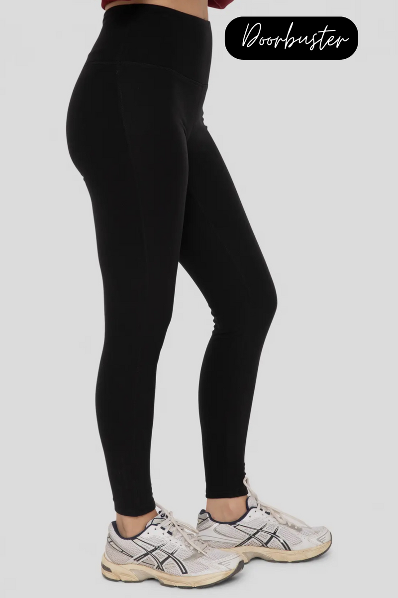 Mono B Black High Waisted Fleece Leggings | Holiday Doorbuster