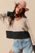 Coco Cable Knit Colorblock Sweater