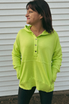 Mood Boost Half Button Hoodie | Lime