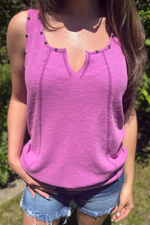 Washed Studded Knit Tank Top | Orchid