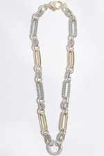 Two-Toned Cable Twisted Wire Cz Necklace