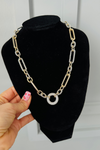 Two-Toned Cable Twisted Wire Cz Necklace