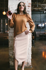 Pumpkin Pie Ribbed Knit Top | Camel