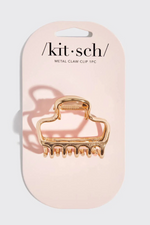 Metal Medium Open Shape Puffy Claw Clip - Gold