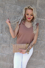 Coffee Date Ruffled Sleeveless Top | Cocoa