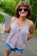 Sweet Breeze Eyelet Top | Mauve