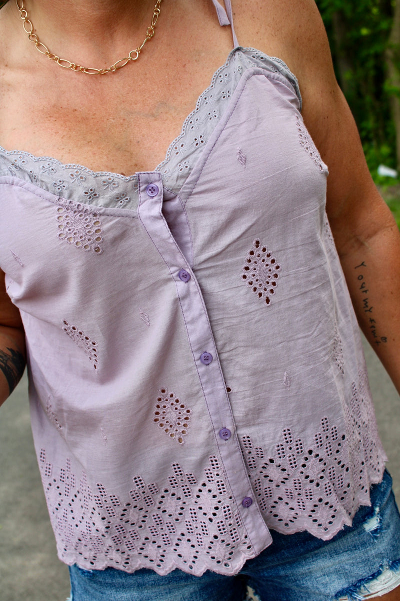 Sweet Breeze Eyelet Top | Mauve