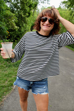 Hey You Striped Cut Out Bow Tie Top