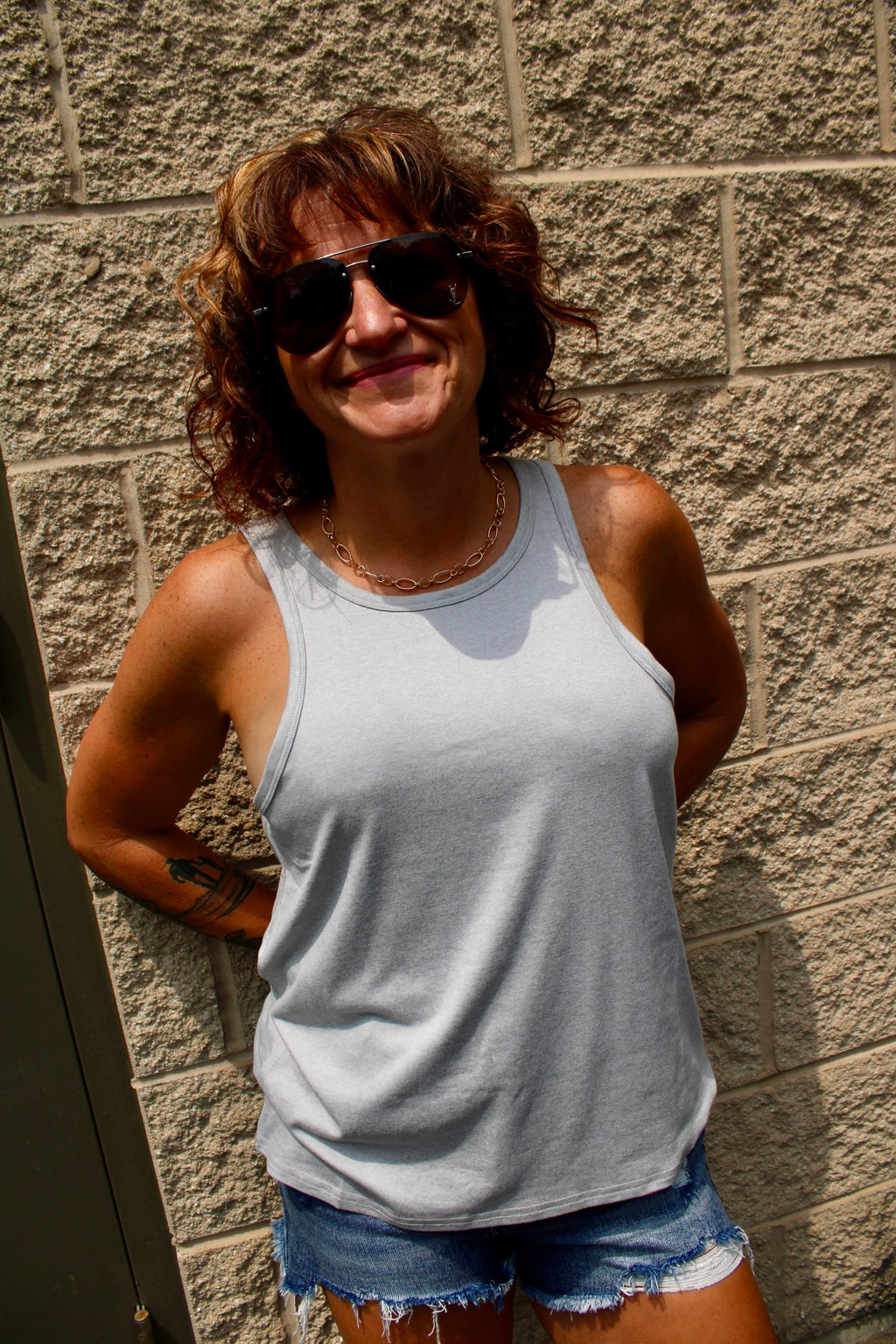 Open Back Workout Tank | Heather Gray