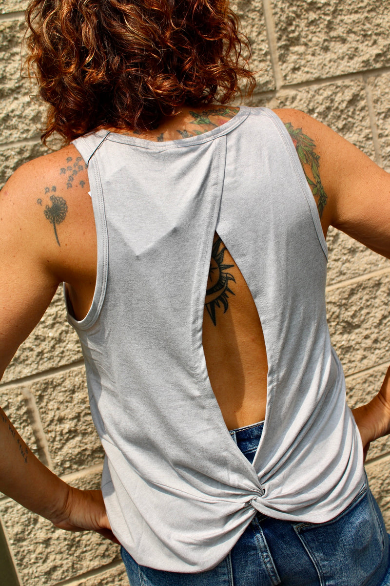 Open Back Workout Tank | Heather Gray