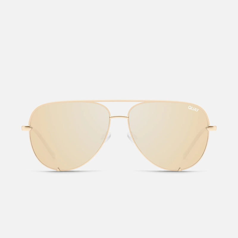 Quay High Key Gold Mirror Sunglasses Quay High Key Sunglasses - Gold Aviator Sunglasses - Yellow  main image 3