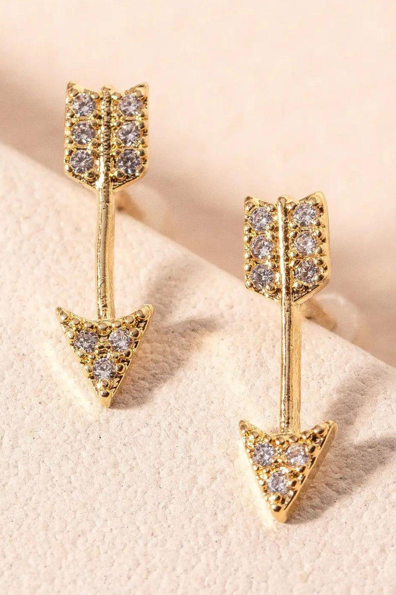 Arrow Cz Stud Earrings | Gold