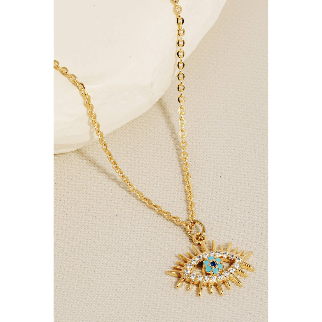 Pave Evil Eye Pendant Necklace | Gold