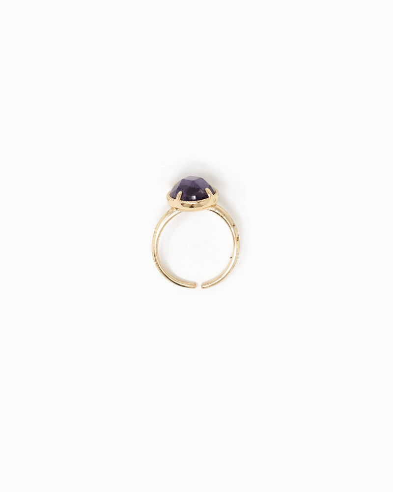 Oval Stone Open Ring: Black