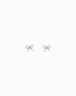 Rope Texture Bow Stud Earrings: Rhodium