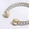 Braid Wire Design Bangle CZ Cylinder Edge Bracelet: B / ONE SIZE