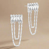 Marquise Rhinstone Bar with Drop Chain Post Back Earrings: SILVER