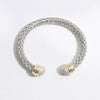Braid Wire Design Bangle CZ Cylinder Edge Bracelet: B / ONE SIZE