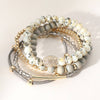 5PCS - Wooden Ball Faceted Beaded Stretch Multi Bracelets: Gray