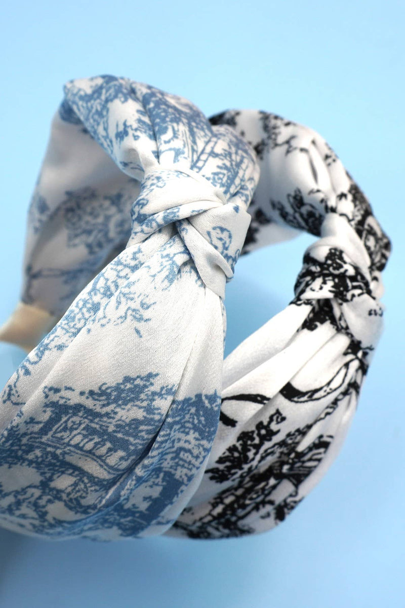 FLORAL TOILE PATTERN VINTAGE HAIR BAND BANGS | Blue