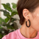 Retro Bling Hoop Earrings: Black