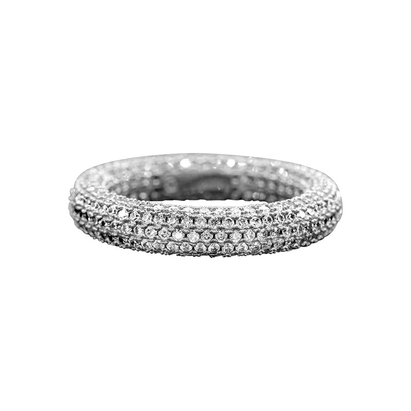 Crystal Eternity Rounded Band Ring Silver