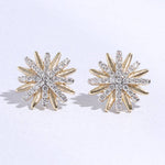 Starburst Shape CZ Pave Stone Stud Post Earring: E / ONE SIZE