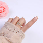 Micro Pave Gold Square Chain Link Adjustable Casual Ring