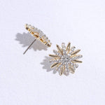 Starburst Shape CZ Pave Stone Stud Post Earring: E / ONE SIZE