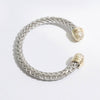 Braid Wire Design Bangle CZ Cylinder Edge Bracelet: B / ONE SIZE