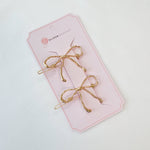 Wobbly Gold Metal Bow Hair Clip Set Of 2