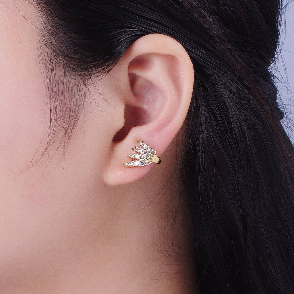 Micro Pave Cubic Zirconia CZ Multiple Four Claw Ear Cuff Earrings