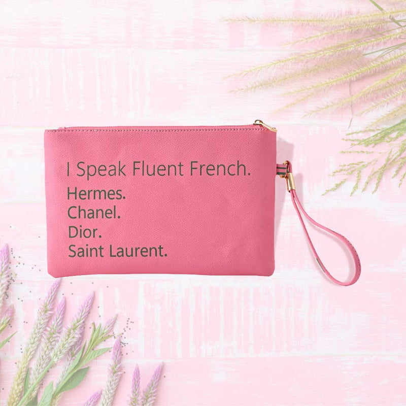 I Speak Fluent French Message Flat Pouch Bag With Wristlet
: Green