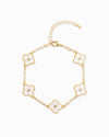 Single CZ MOP Clover Station Bracelet: White