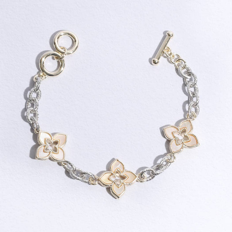 3 Clover Pave Clover Mop Link Bracelet: BKM / ONE SIZE