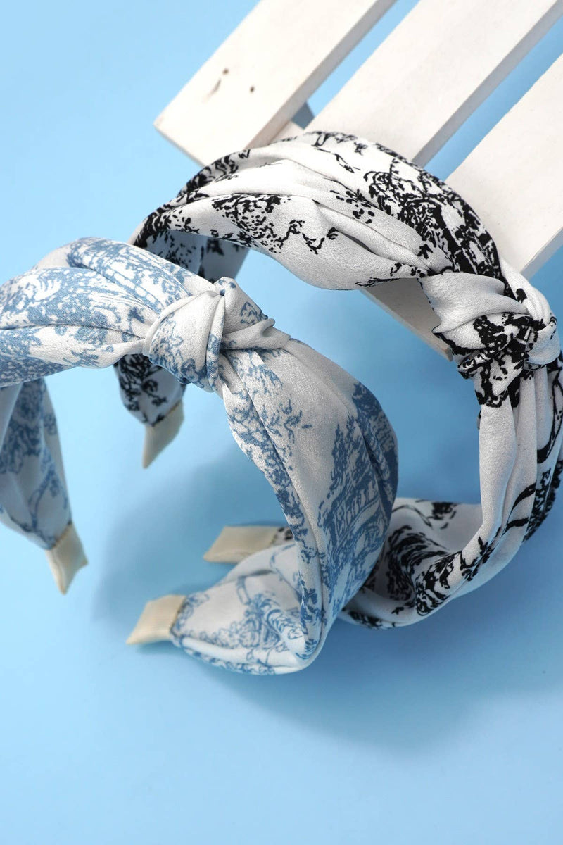 FLORAL TOILE PATTERN VINTAGE HAIR BAND BANGS | Blue