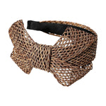 Handwoven Rattan Bow Accented Headband
: Brown
