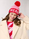 "MERRY" BEANIE WITH PEARLS,PINK