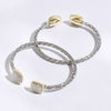 CZ Square Edge Designed Braided Bangle Bracelet: MULTI / ONE SIZE