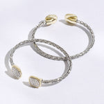 CZ Square Edge Designed Braided Bangle Bracelet: MULTI / ONE SIZE